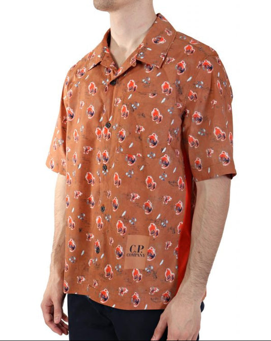 CP Company - Popeline Sponged Print Shirt Orange