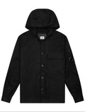 Black hooded jacket on a white background