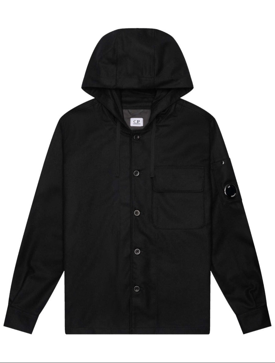Black hooded jacket on a white background