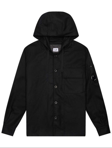 Black hooded jacket on a white background