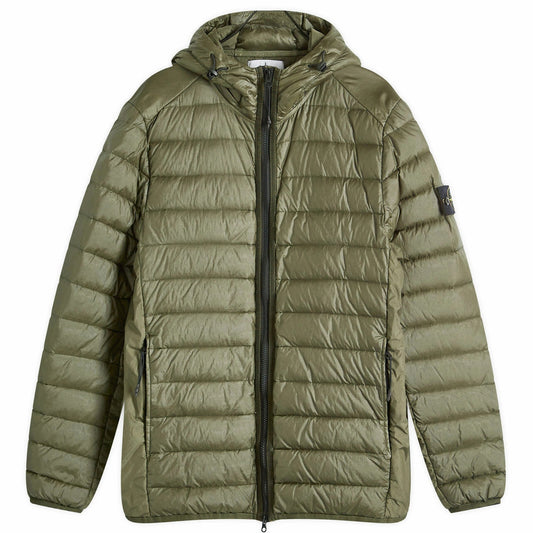 Stone Island Hooded Down Jacket Musk Green