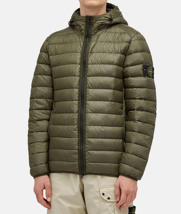 Stone Island Hooded Down Jacket Musk Green