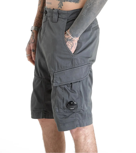 CP Company Stretch Sateen Cargo Lens Shorts Gunmetal
