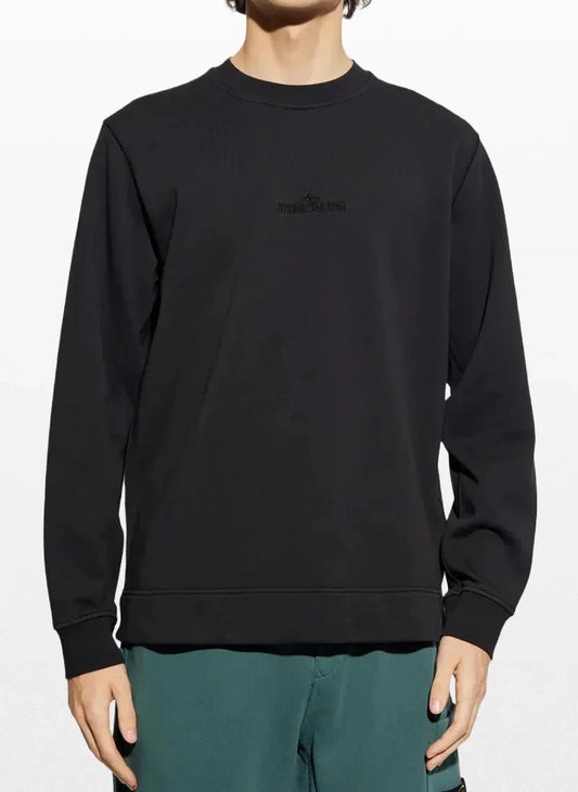 Stone Island Logo Crew Neck Sweatshirt Black
