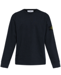 Stone Island navy sweatshirt with a logo on the sleeve against a white background