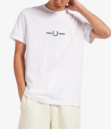 Fred Perry Embroidered T-Shirt in White