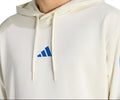 White hoodie with Adidas logo on a white background