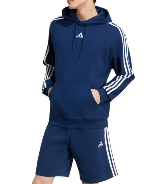 Adidas Essentials Stripes French Terry Hoodie Navy