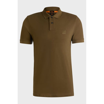 Boss Passenger Open Polo Shirt Khaki Brown