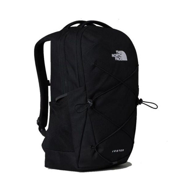 Black backpack with The North Face logo on a white background