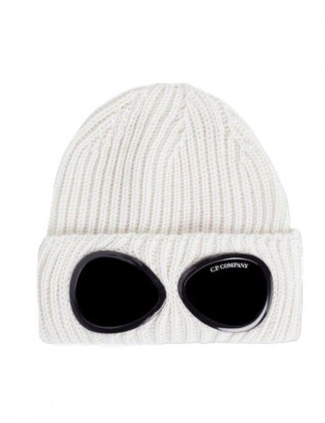 CP Company - Extra Fine Merino Wool Goggle Beanie in White