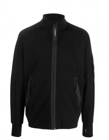 CP Company - Diagonal Raised Fleece Zipped Sweatshirt in Jet Black
