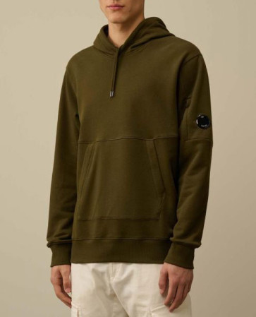 CP Company - Diagonal Lens Hooded Sweatshirt in Khaki Green