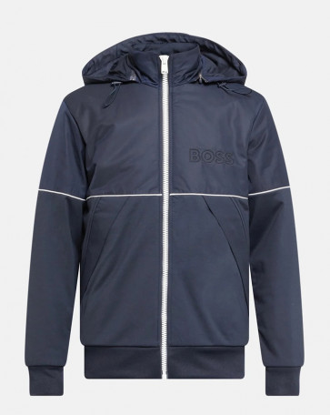 Boss Black - Hybrid Zip Up Hoodie in Dark Blue