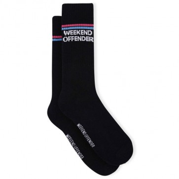 Weekend Offender - Twin Stripe Sports Socks (Black)