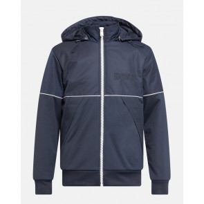 Boss Black - Hybrid Zip Up Hoodie in Dark Blue