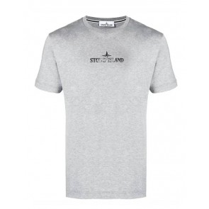 Stone Island - 'Stamp One' Print T-Shirt in Grey Melange (79152NS81)