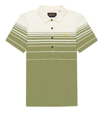 Lyle & Scott - Archive Mod Placement Stripe Polo Shirt (Vanilla Ice / Moss)