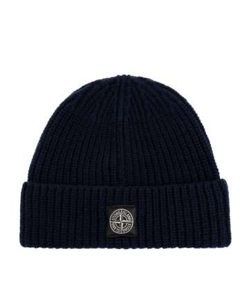 Stone Island - Wool Beanie Hat in Navy