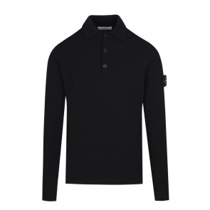 Stone Island - Stretch Wool L/S Polo Shirt in Black (7515512A1)
