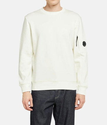 CP Company - Diagonal Raised Fleece Sweatshirt in White