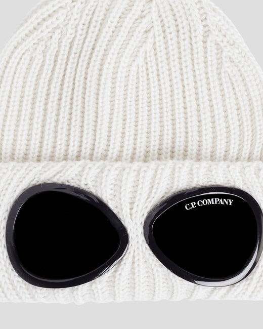 CP Company Extra Fine Merino Wool Goggle Beanie in White