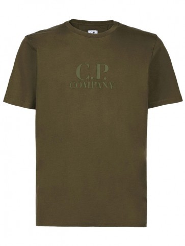 CP Company - 30/1 Jersey Logo T-Shirt in Khaki Green