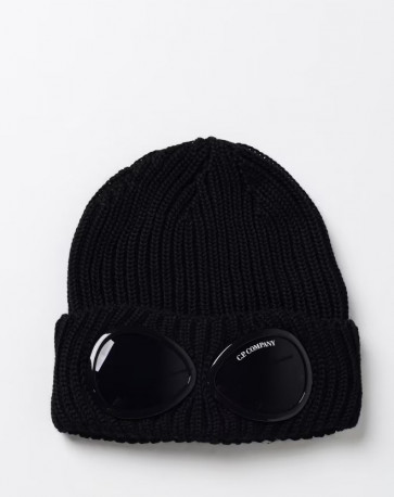 CP Company - Extra Fine Merino Wool Goggle Beanie in Black