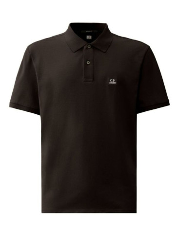 CP Company - Stretch Piquet Logo Polo in Black