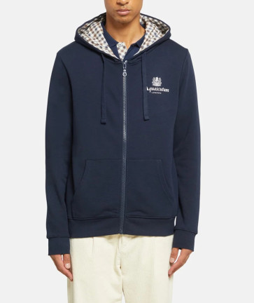 Aquascutum - Full Zip Hooded Sweatshirt in Navy 