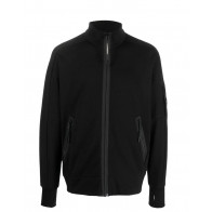 CP Company - Diagonal Raised Fleece Zipped Sweatshirt in Jet Black